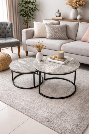 Klub stolovi set Sivi mermer 2132