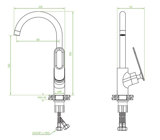 Inox slavina TIERRA BAJ-968D 946