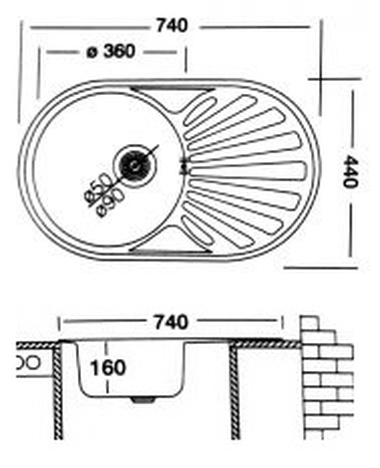 Inox sudopera EC 165 dekor rub 829