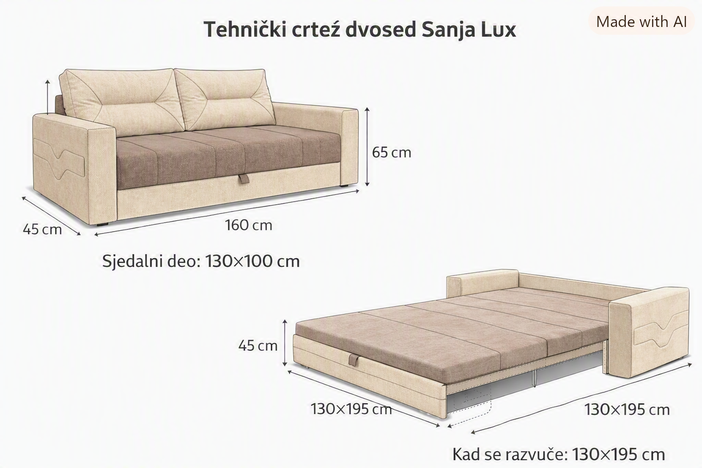 Dvosed SANJA LUX 2763