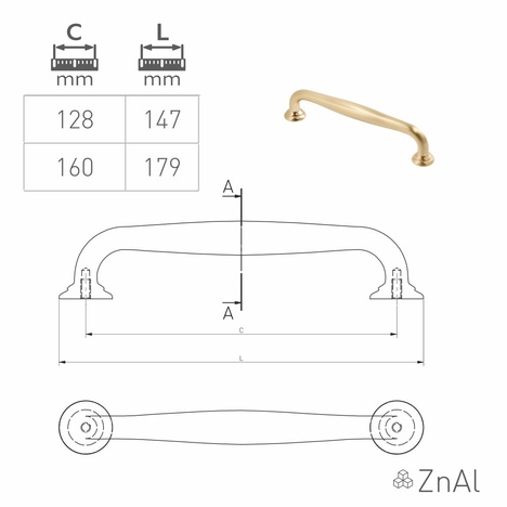 Stilo zlatno 128mm 1259