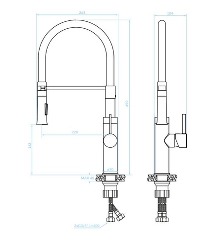 Inox slavina SHIRE BQH-878D 580